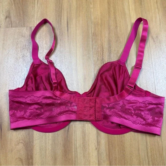 38D Gilligan O’Malley Pink Lace Underwire Bra Floral Mesh Lace Womens - Picture 2 of 9